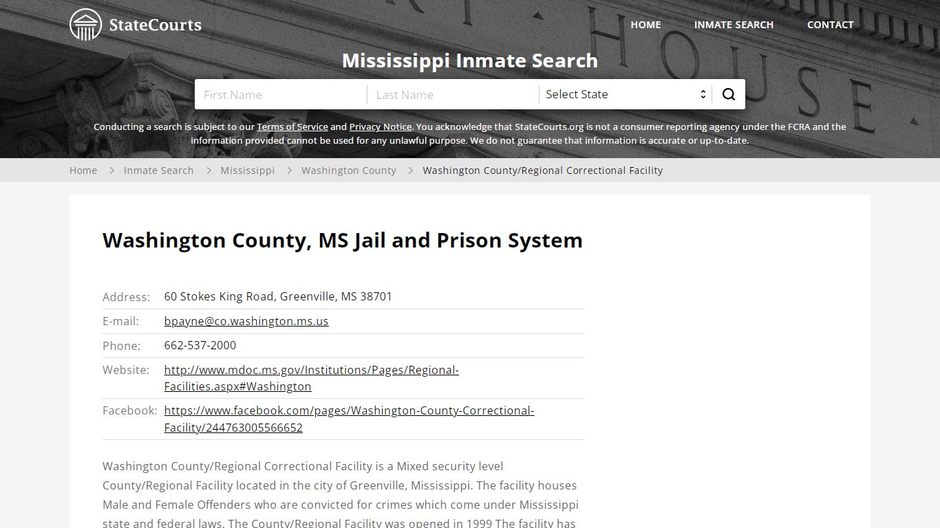 Washington County/Regional Correctional Facility Inmate Records Search ...